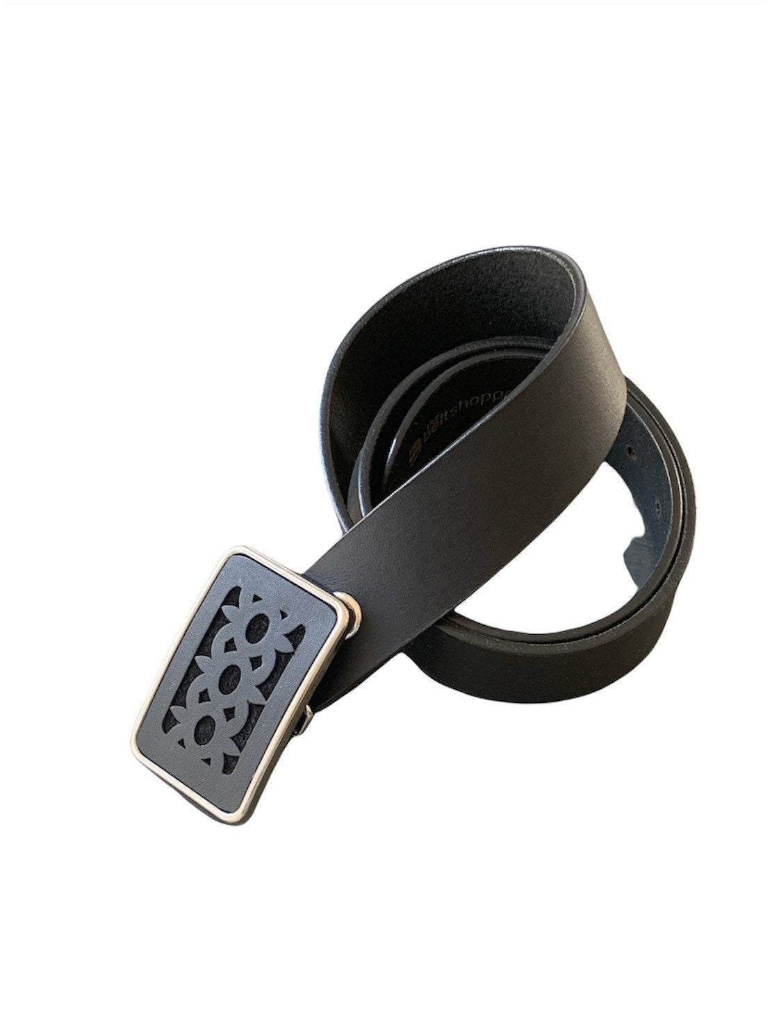 Sunburst Black Leather Belt Buckle