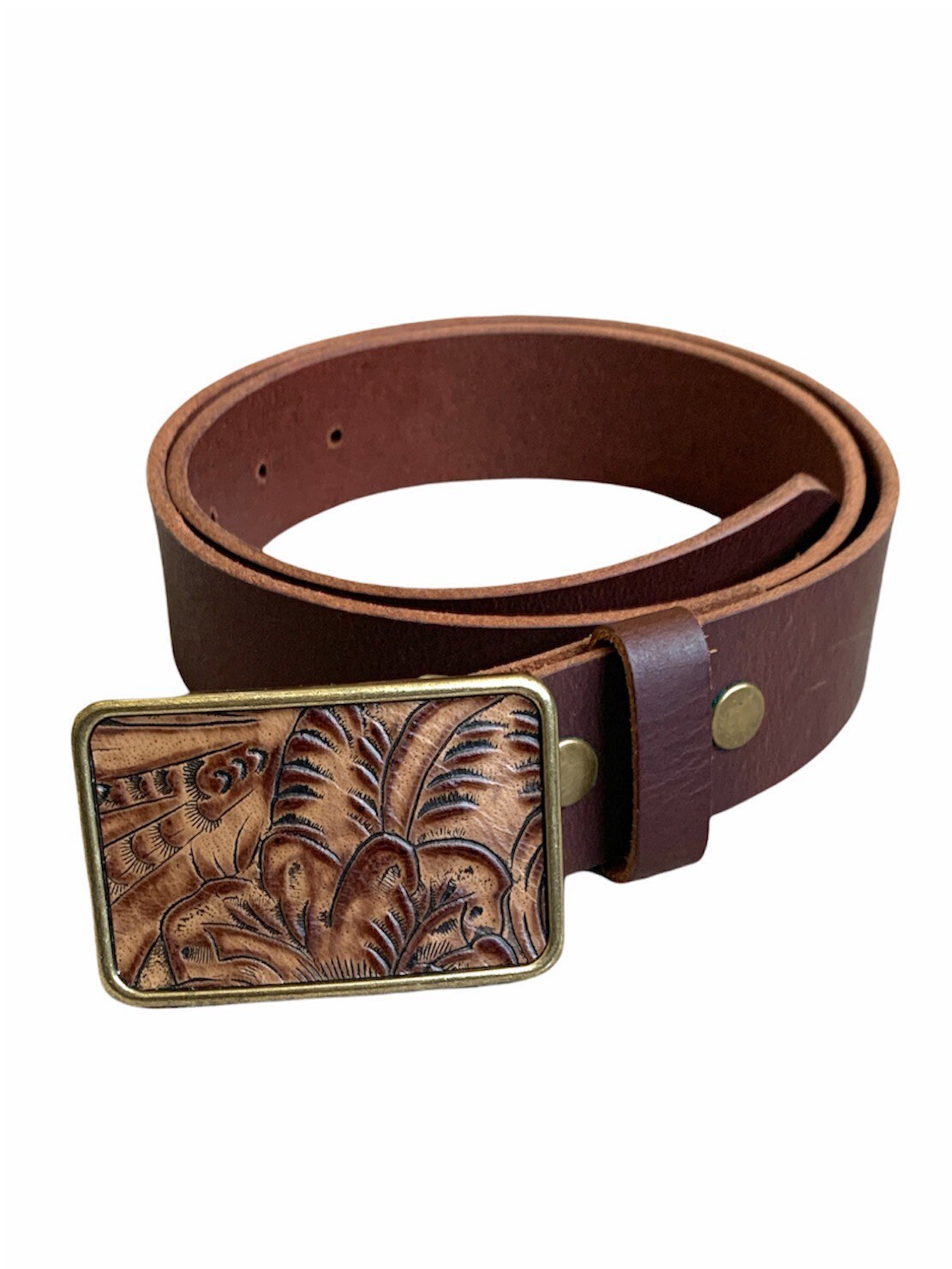 Brown Western Leather Belt Buckle