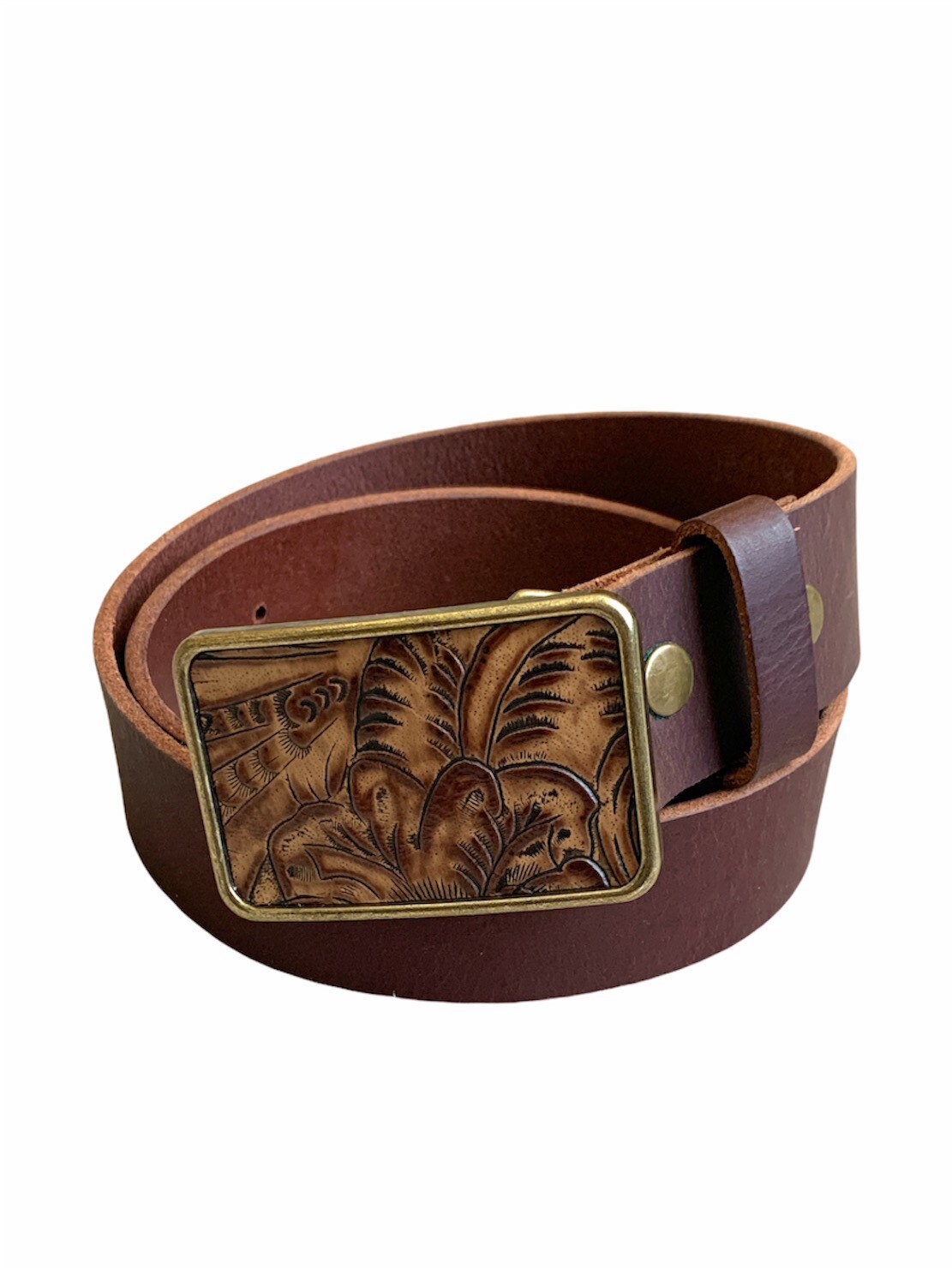 Brown Western Leather Belt Buckle