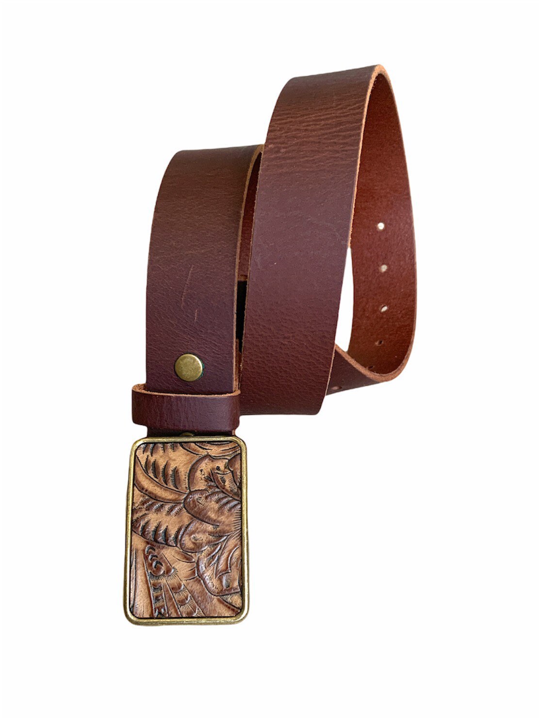 Brown Western Leather Belt Buckle