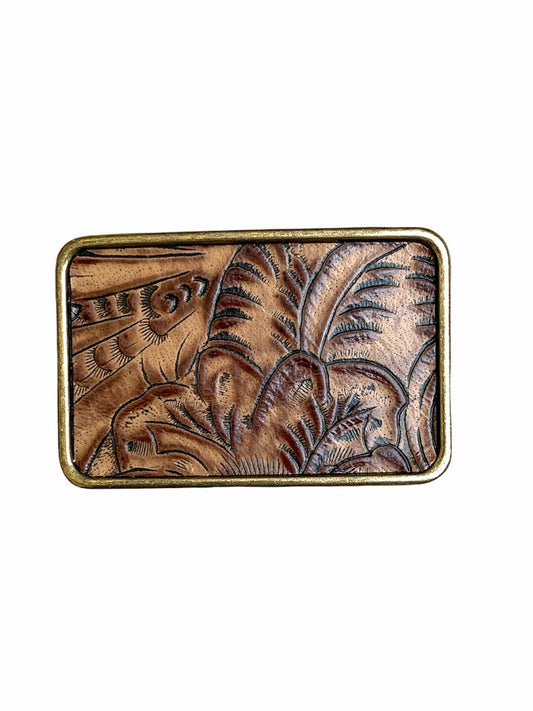 Brown Western Leather Belt Buckle