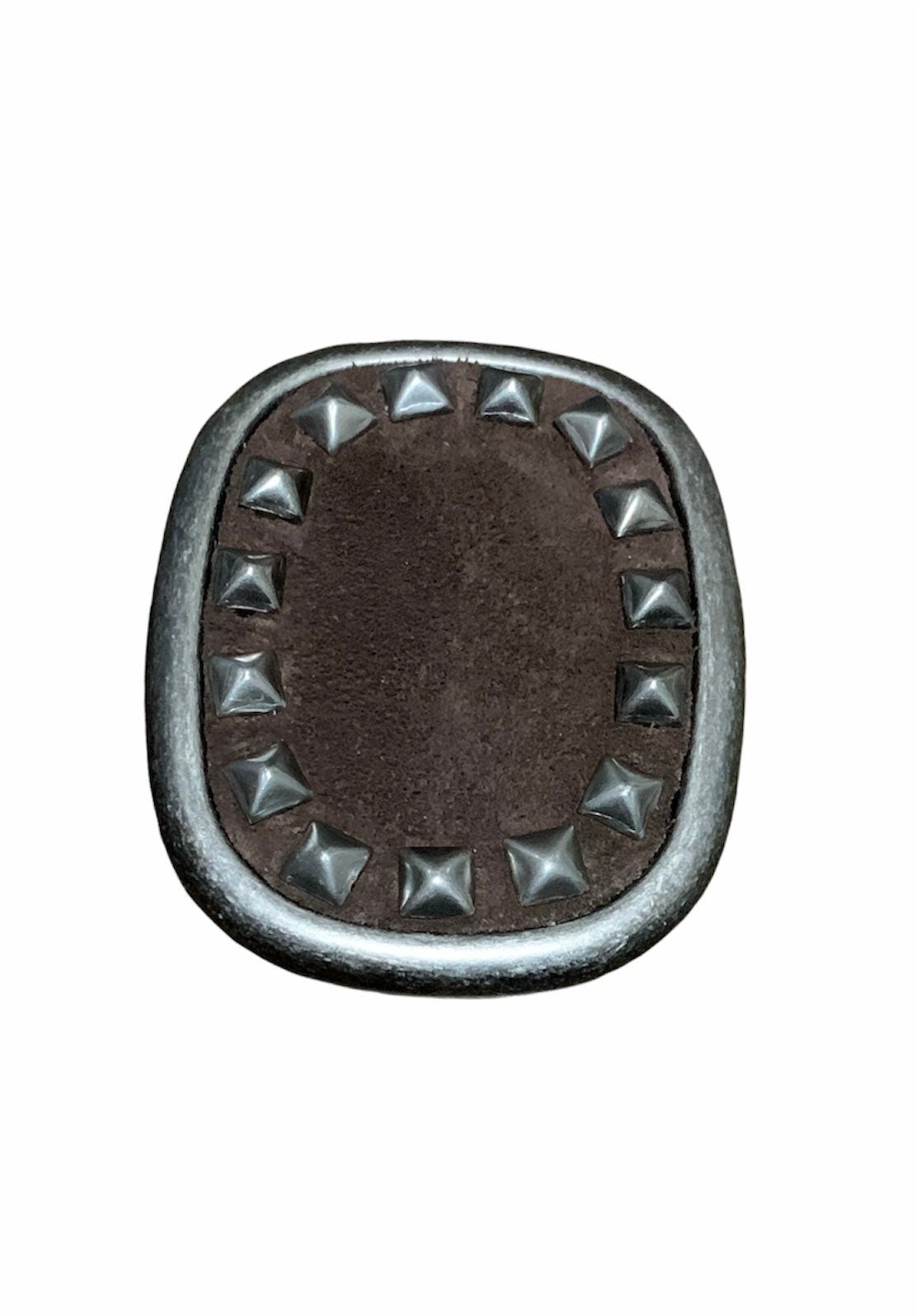 Studded Espresso Brown Suede Belt Buckle