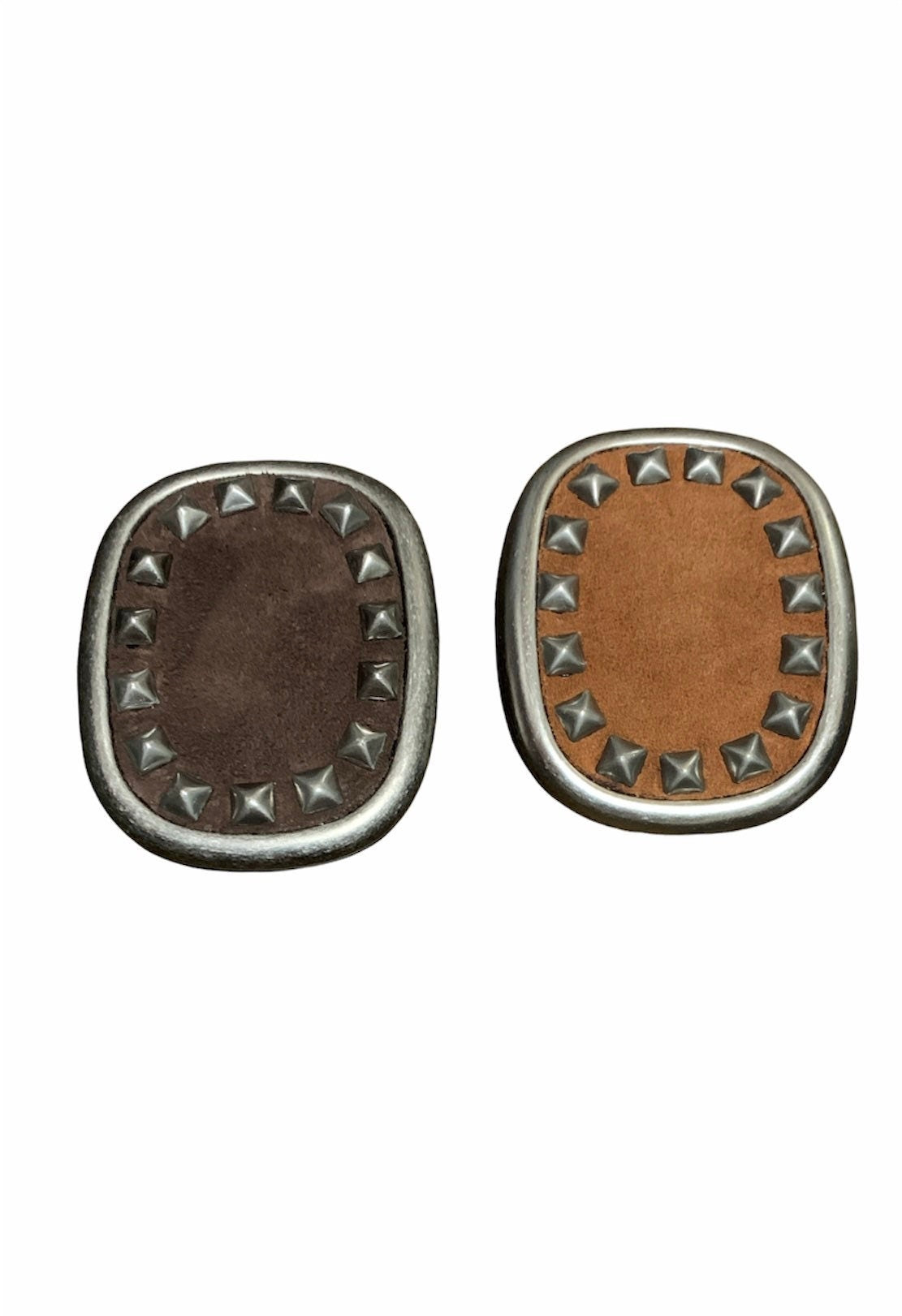 Studded Espresso Brown Suede Belt Buckle