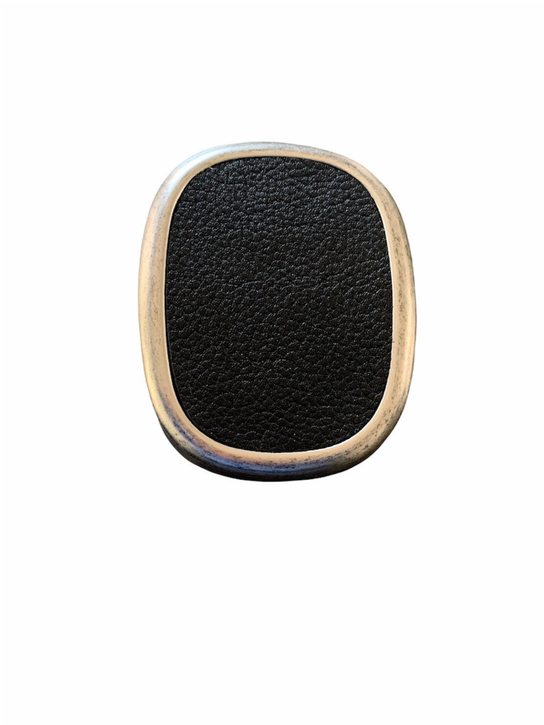 Pebbled Black Leather Oval Belt Buckle