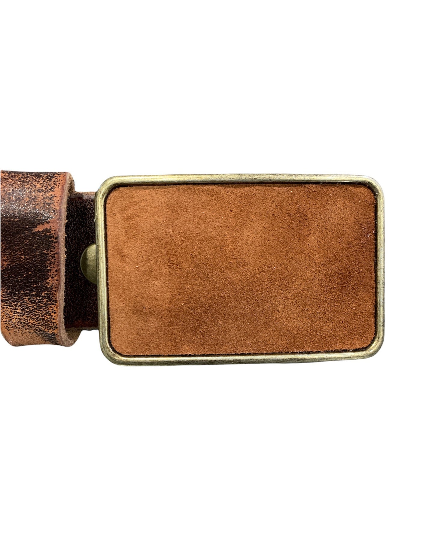 Rectangular Brown Suede Belt Buckle