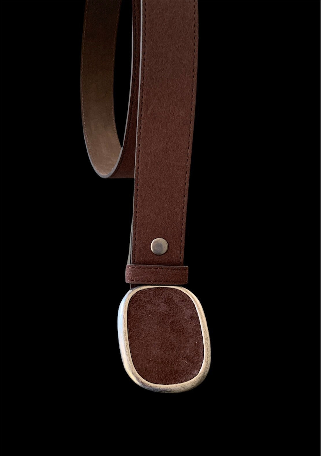 Espresso Brown Suede Oval Belt Buckle