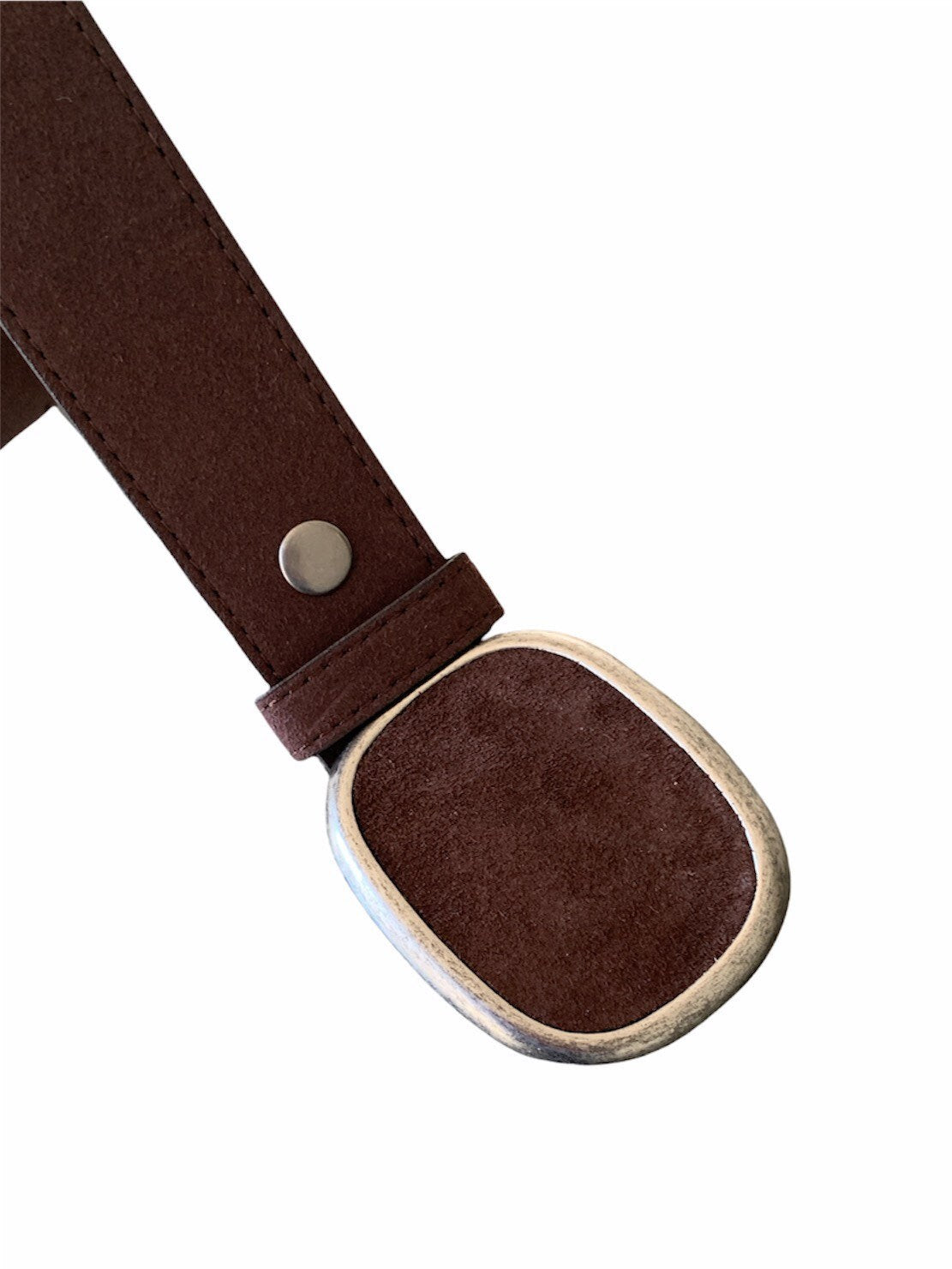 Espresso Brown Suede Oval Belt Buckle