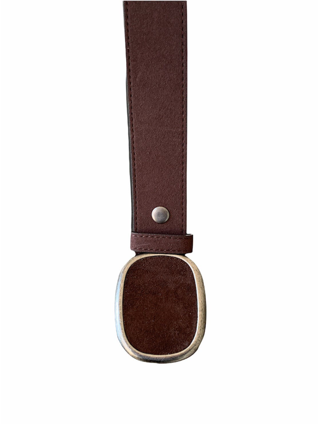 Espresso Brown Suede Oval Belt Buckle