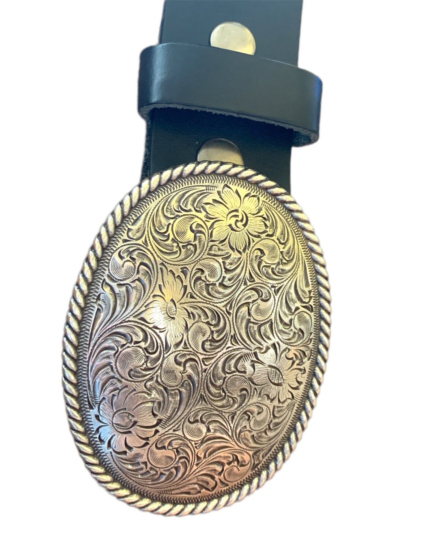Engraved Rope Western Belt Buckle
