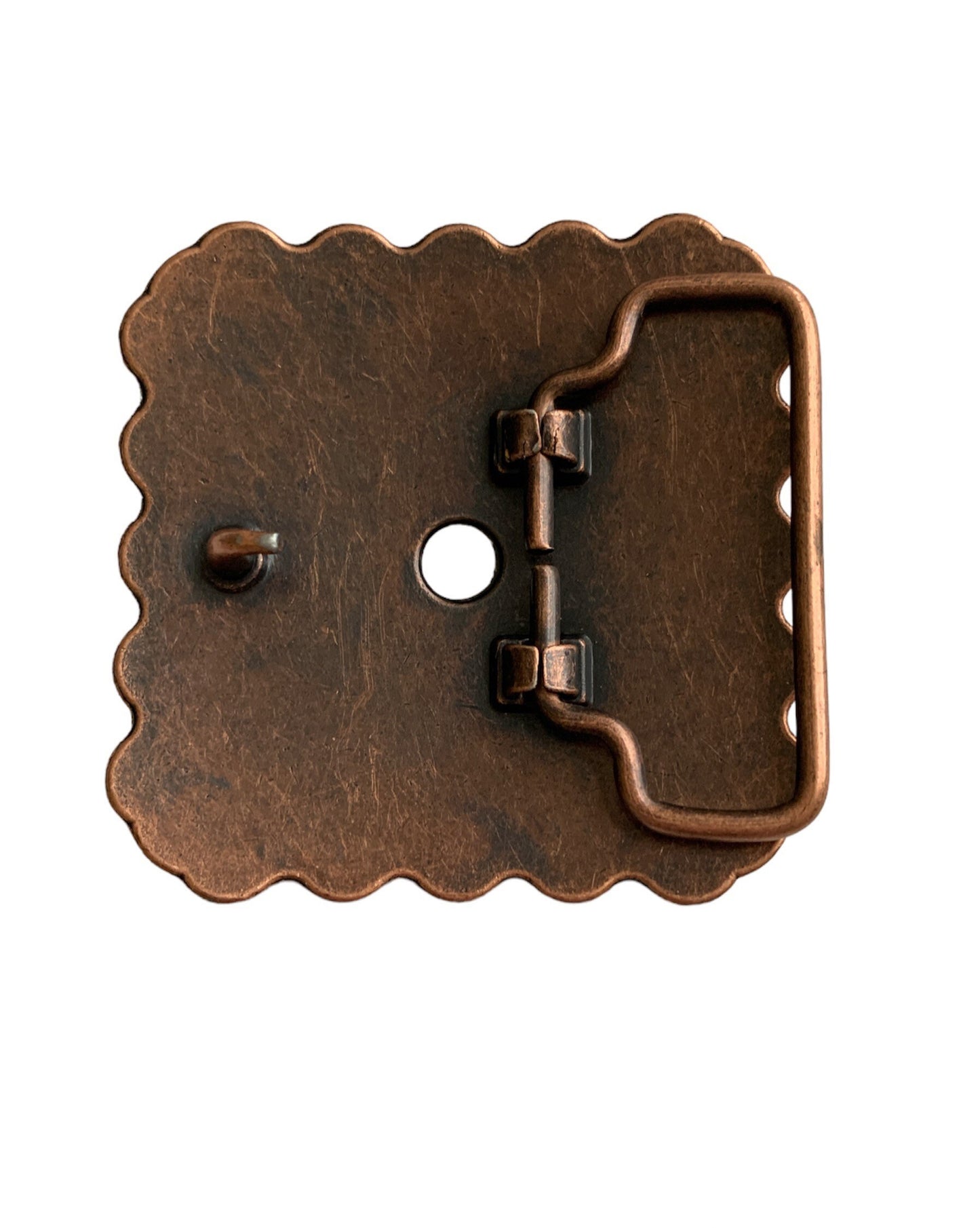 Cross Concho Engraved Copper Belt Buckle