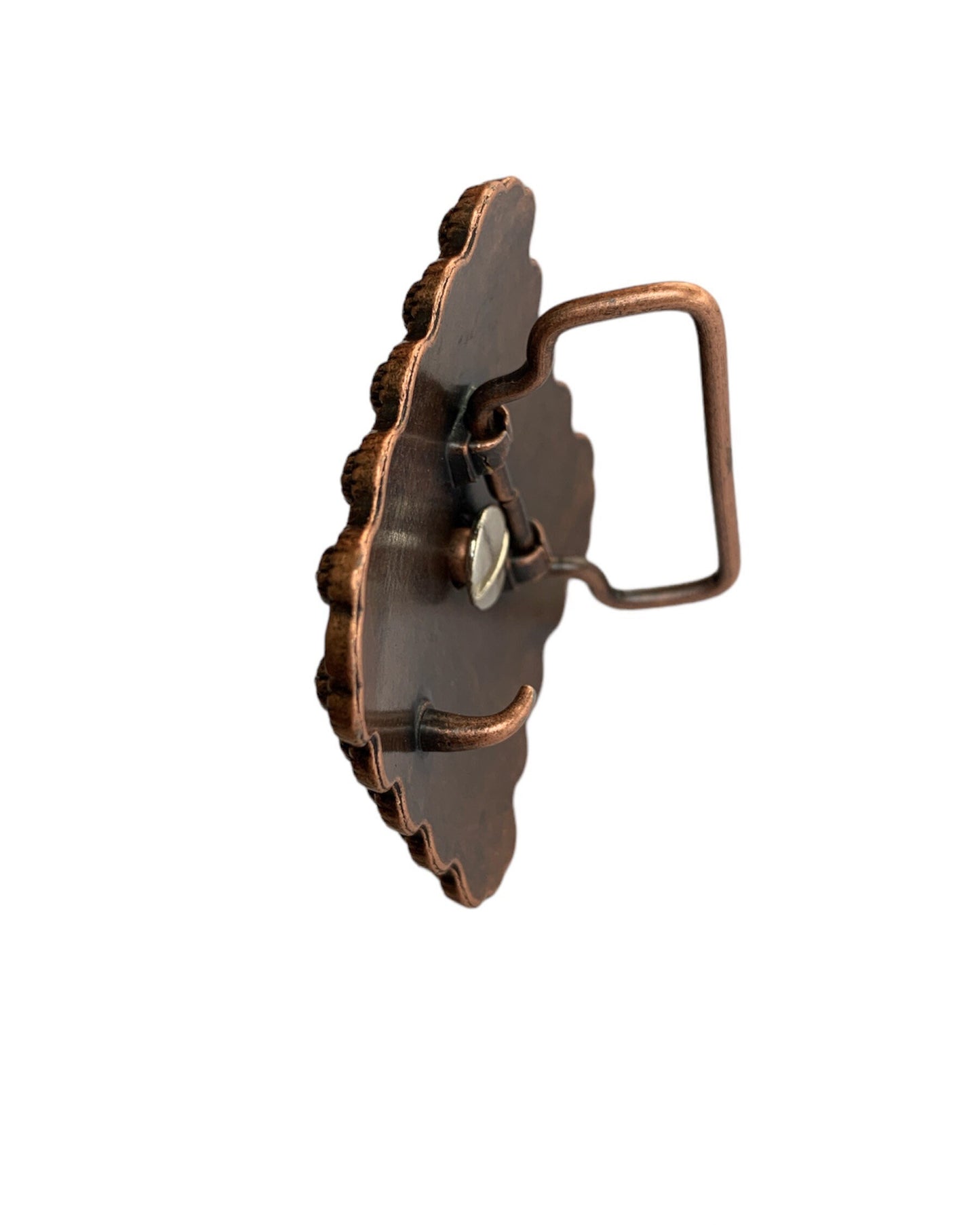 Cross Concho Engraved Copper Belt Buckle