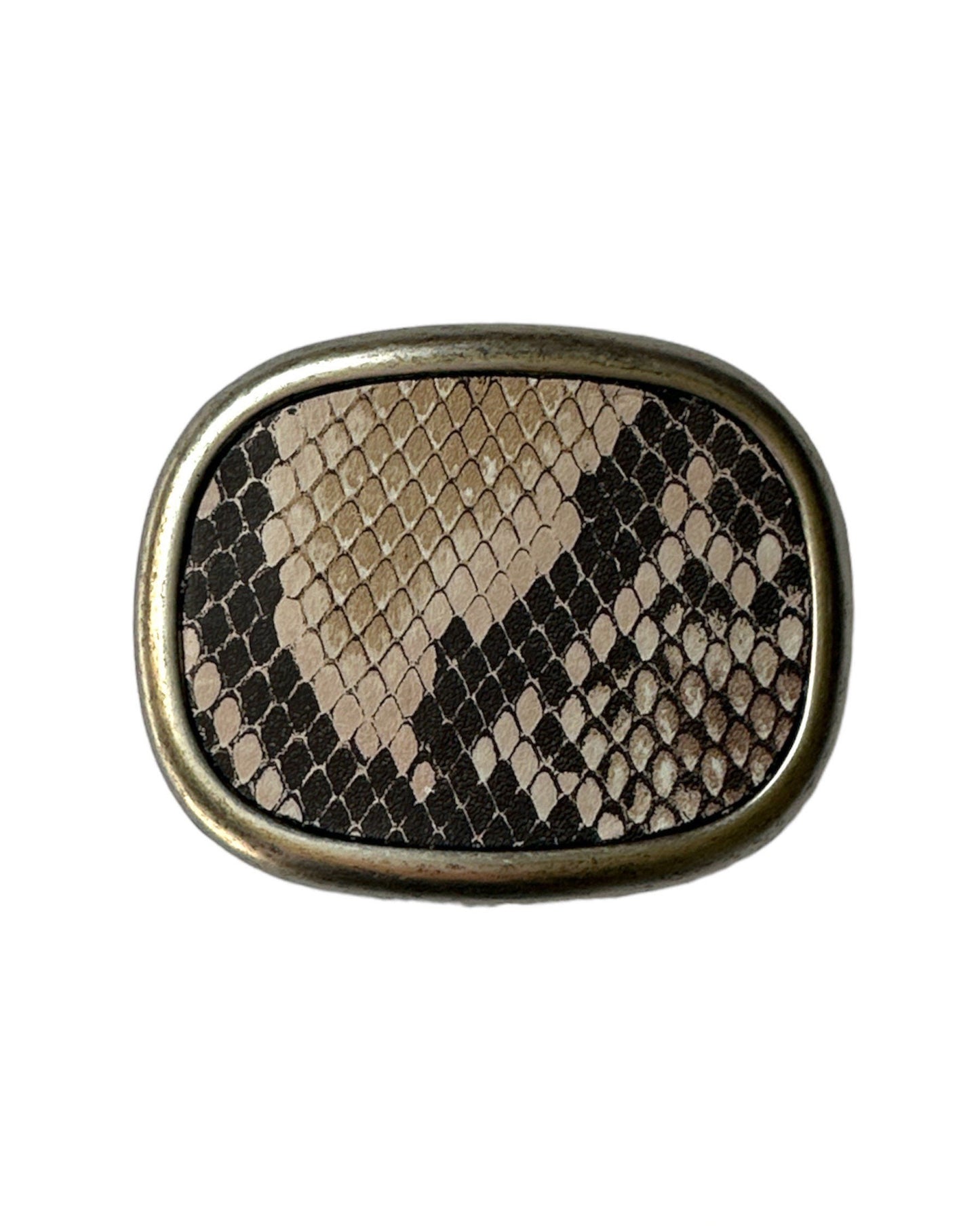 Python Snake Skin Print Leather Belt Buckle
