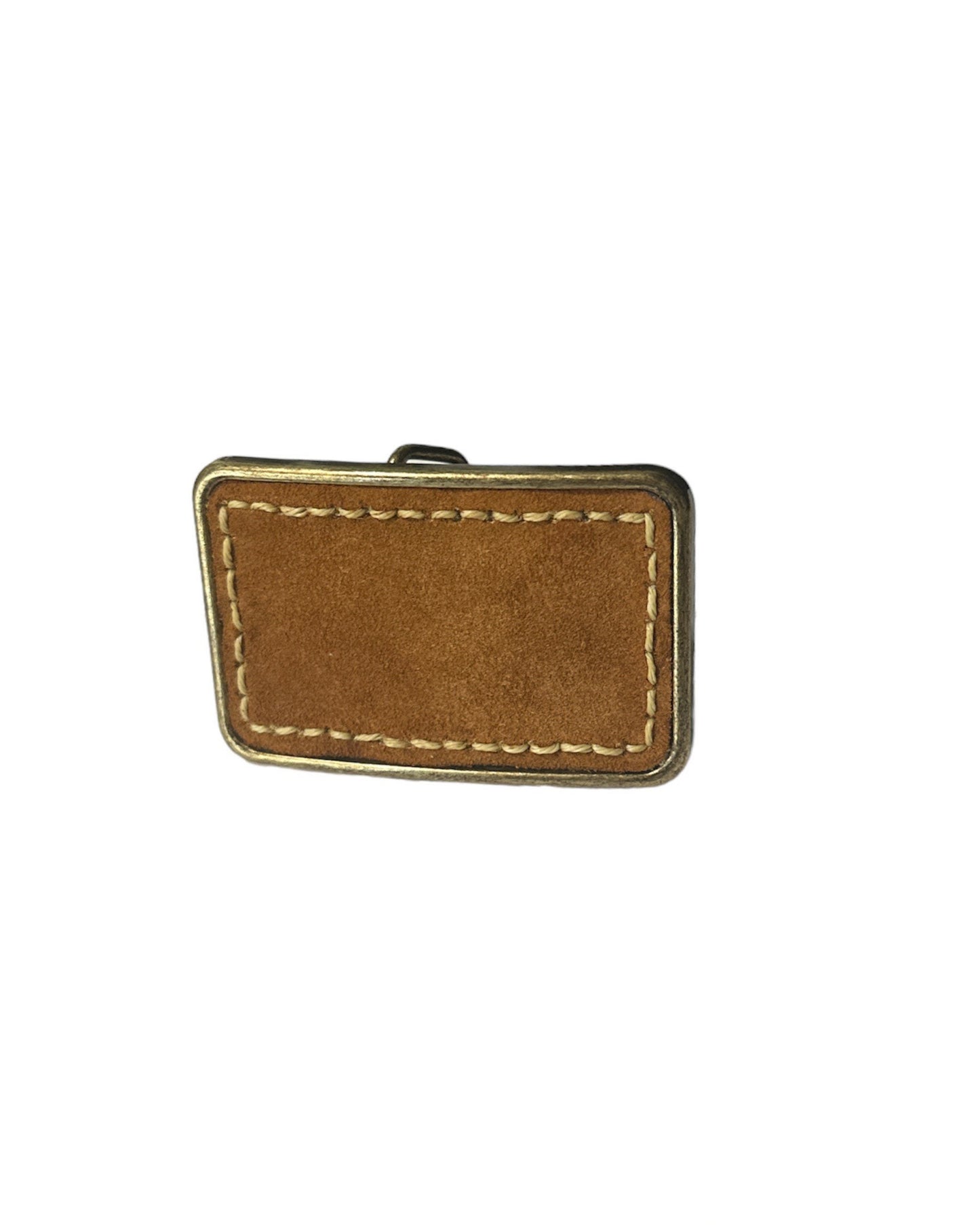 Stitched Brown Suede Belt Buckle
