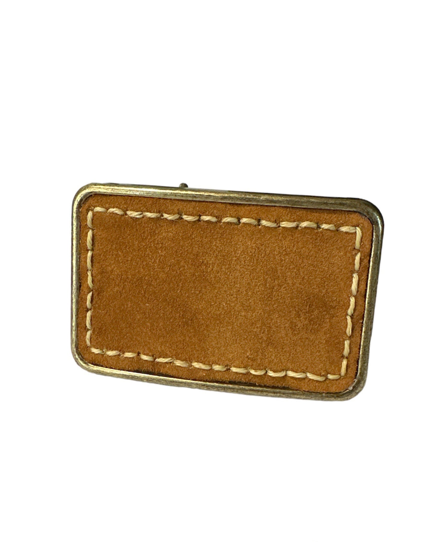 Stitched Brown Suede Belt Buckle