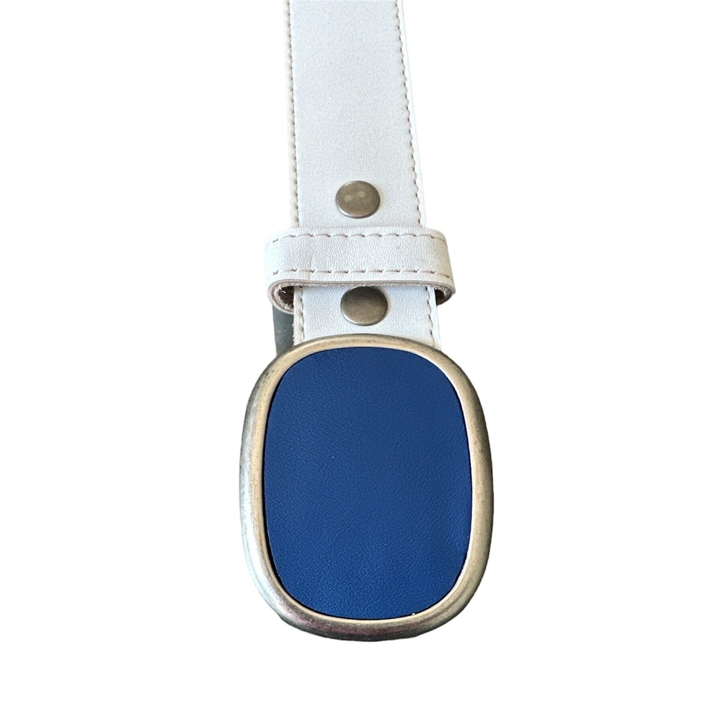Royal Blue Leather Oval Belt Buckle