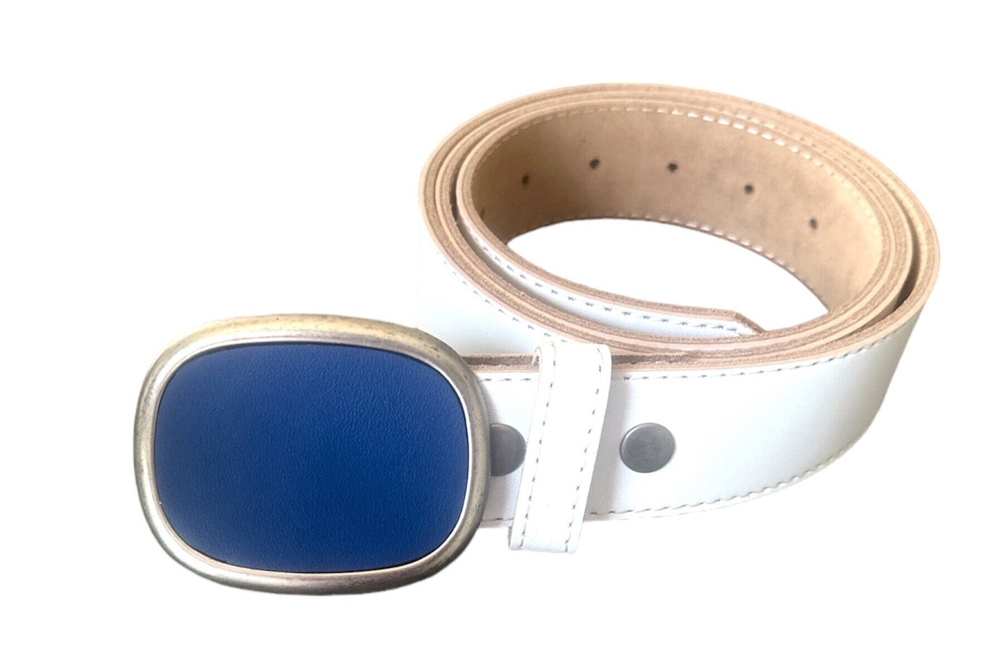 Royal Blue Leather Oval Belt Buckle