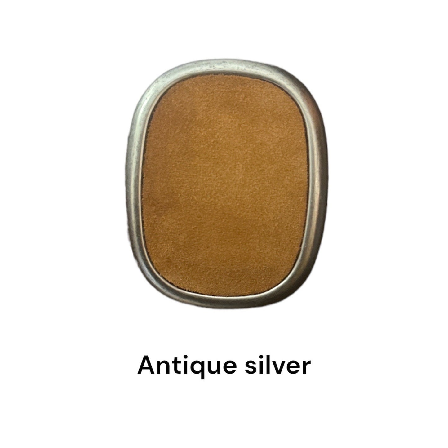 Caramel Brown Suede Oval Belt Buckle For Interchangeable Belt