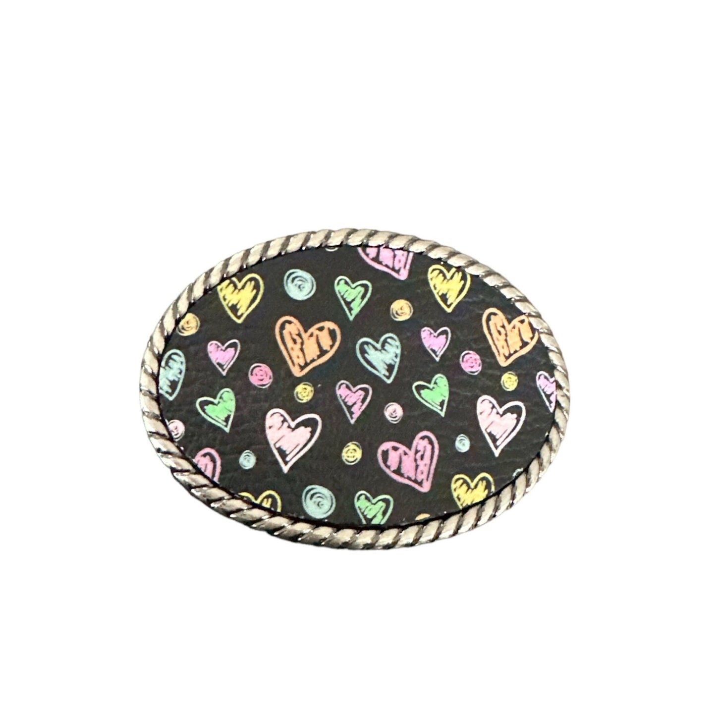 Colorful Hearts Leather Belt Buckle