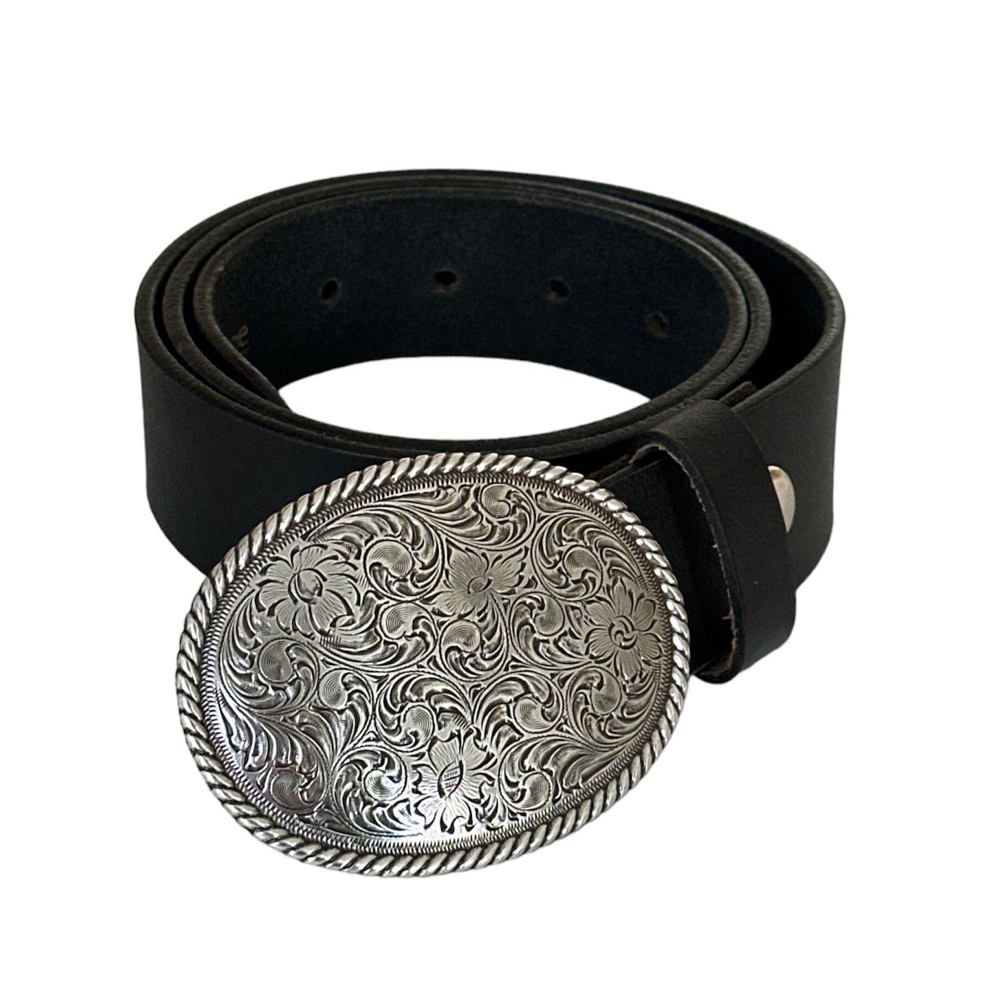 Engraved Rope Western Belt Buckle