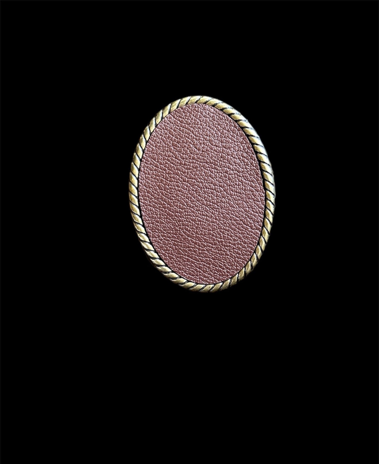 Classic Brown Leather Belt Buckle On Oval Rope Brass Buckle