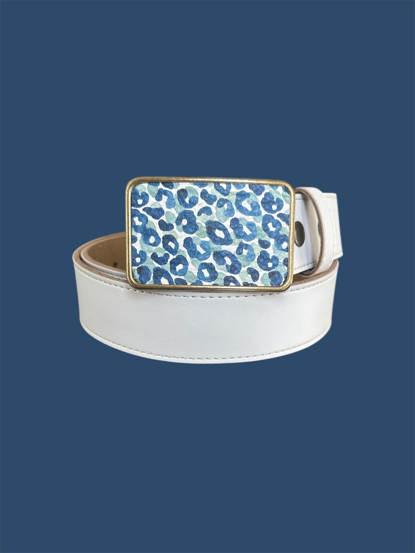 Cheetah Leather Buckle in Blue