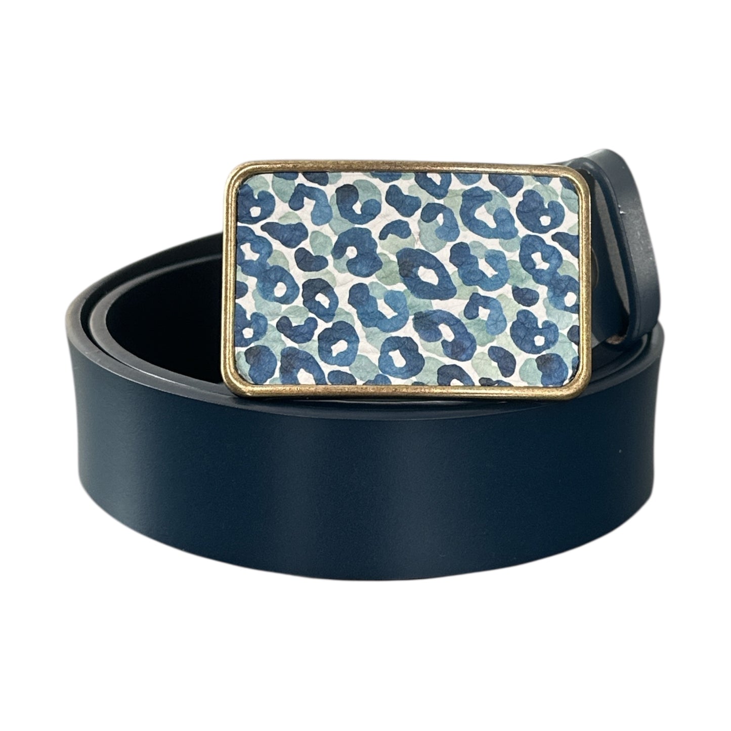 Cheetah Leather Buckle in Blue
