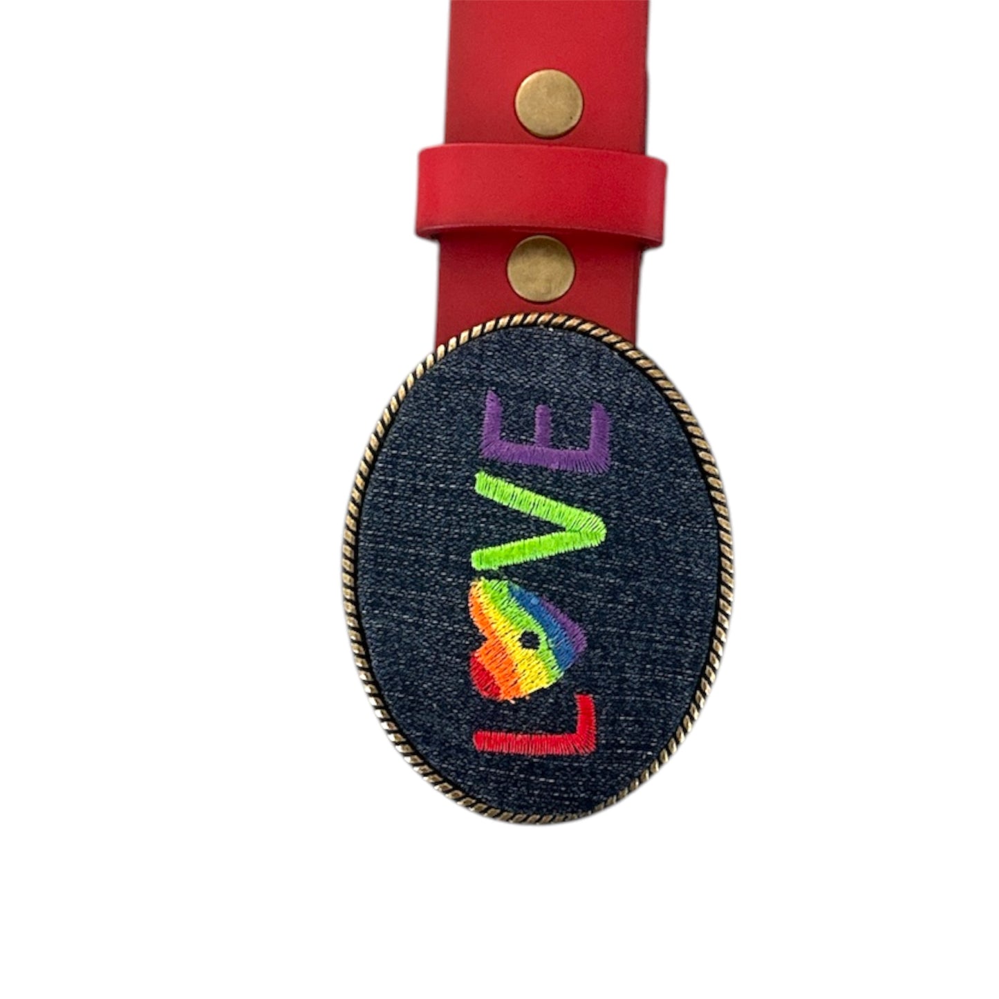 Love Embroidered Belt Buckle, LGBTQ Pride