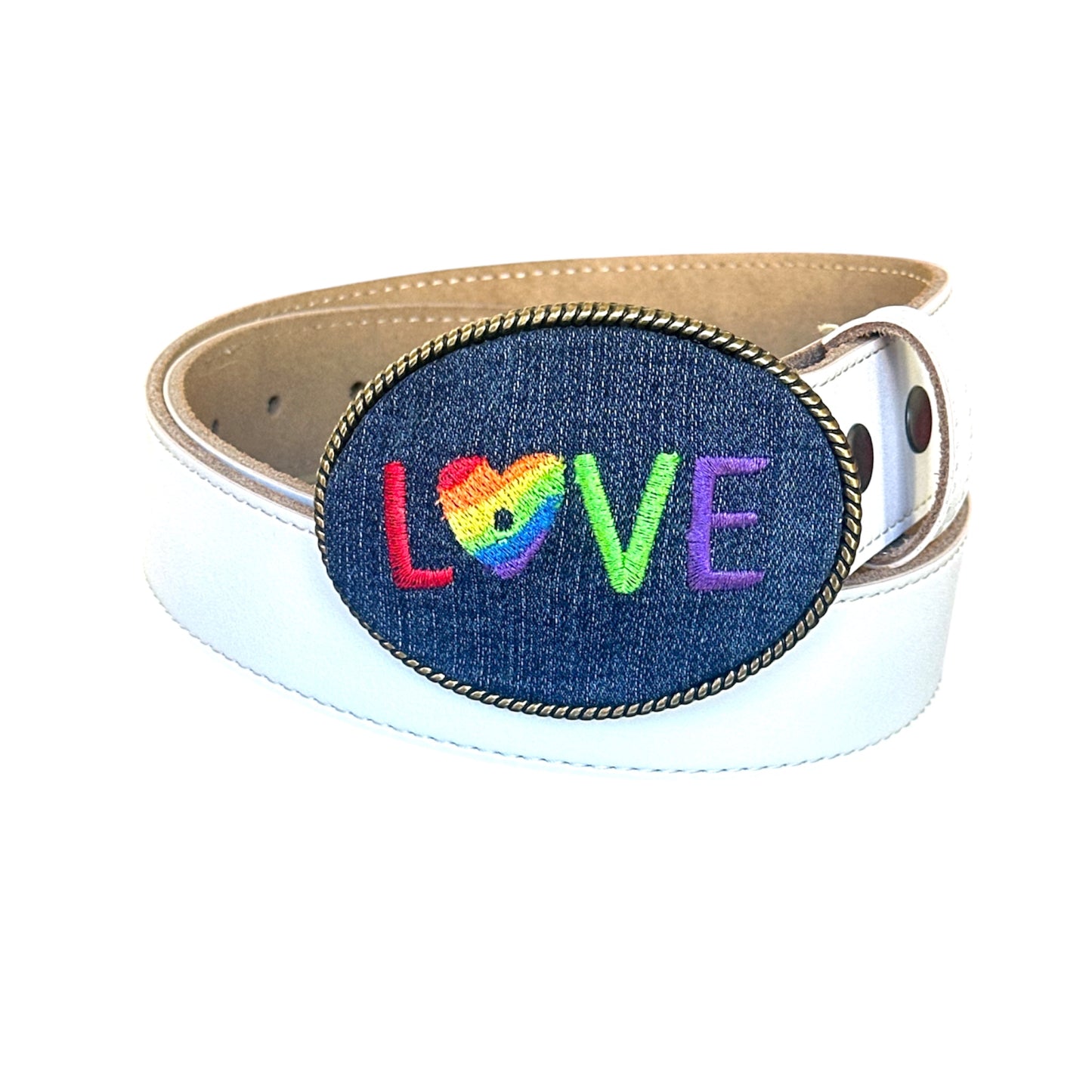 Love Embroidered Belt Buckle, LGBTQ Pride