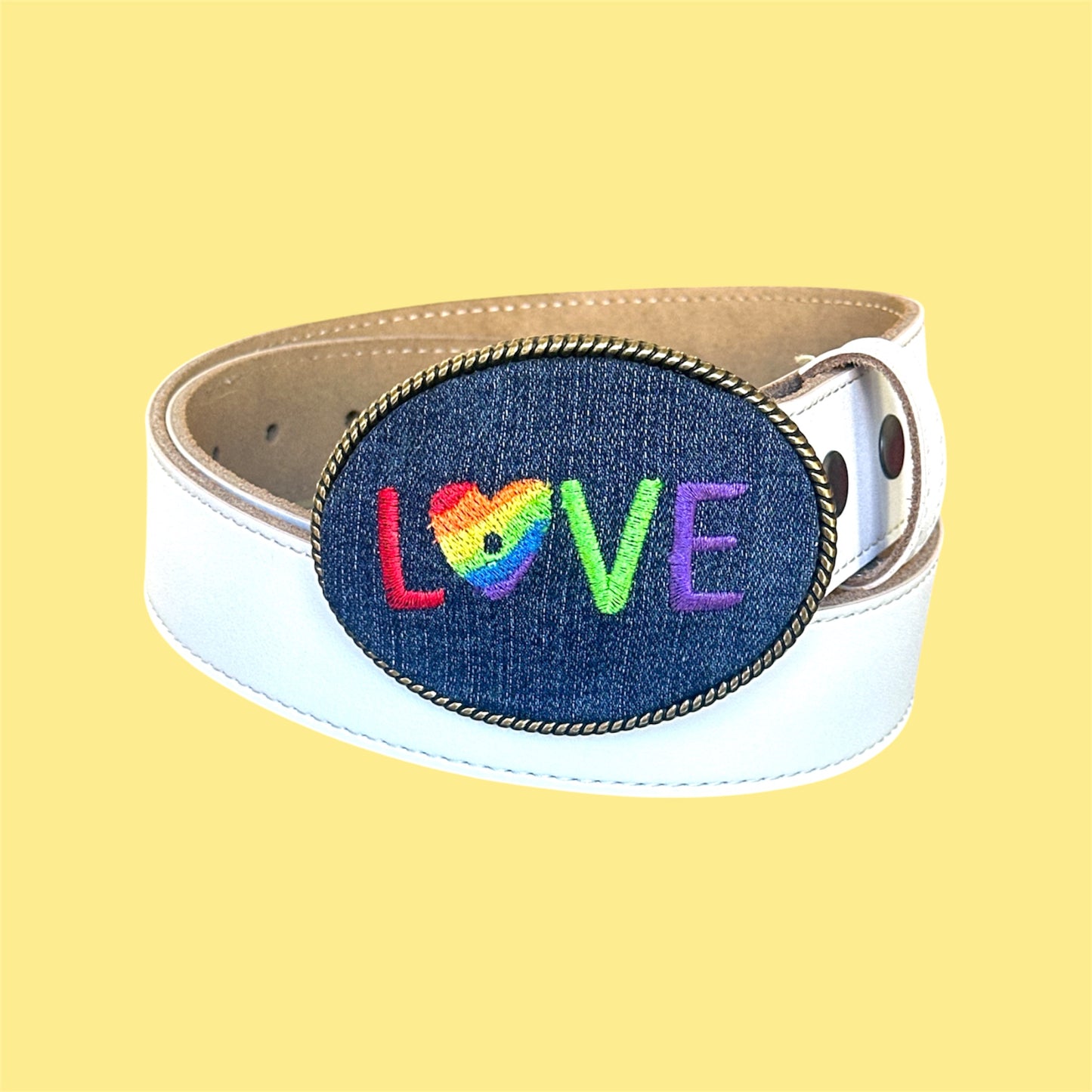 Love Embroidered Belt Buckle, LGBTQ Pride