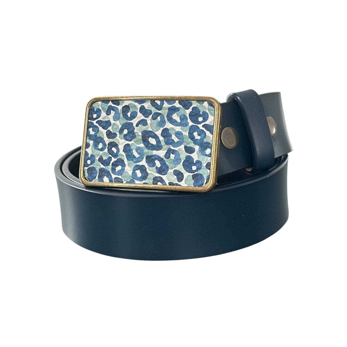 Cheetah Leather Buckle in Blue