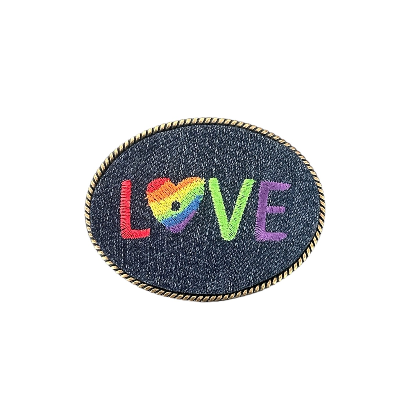 Love Embroidered Belt Buckle, LGBTQ Pride