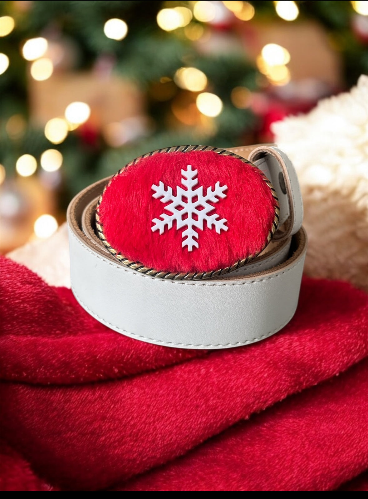 Snowflake Christmas Stocking Belt Buckle
