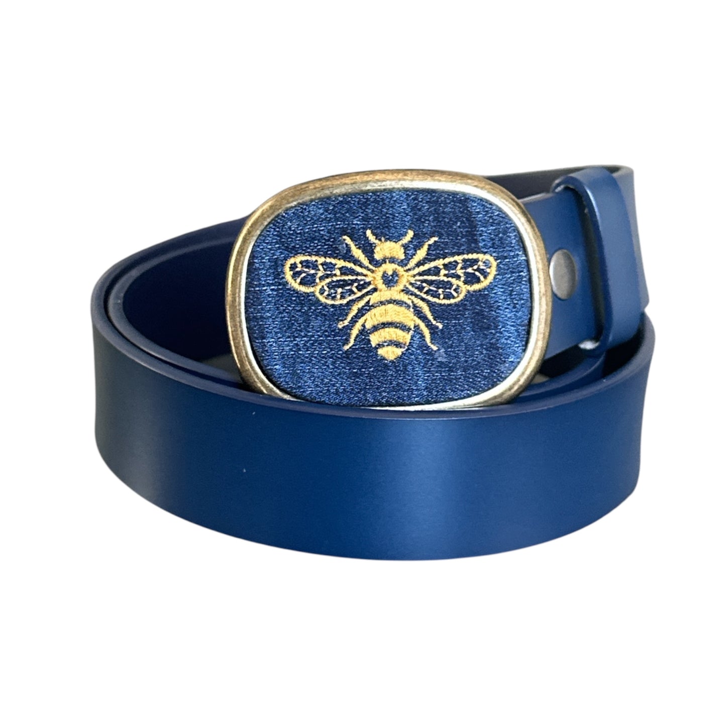 Bumble Bee Embroidered Belt Buckle - Antique Silver or Antique Brass