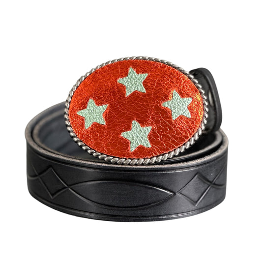Stars Metallic Orange Concert Belt Buckle