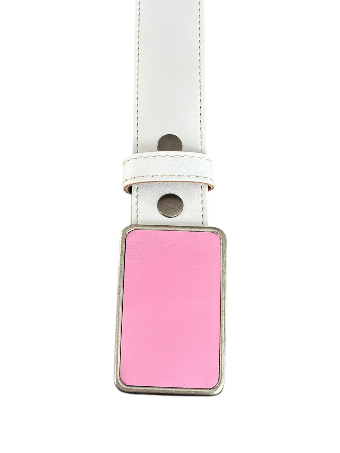Pink Leather Rectangular Belt Buckle