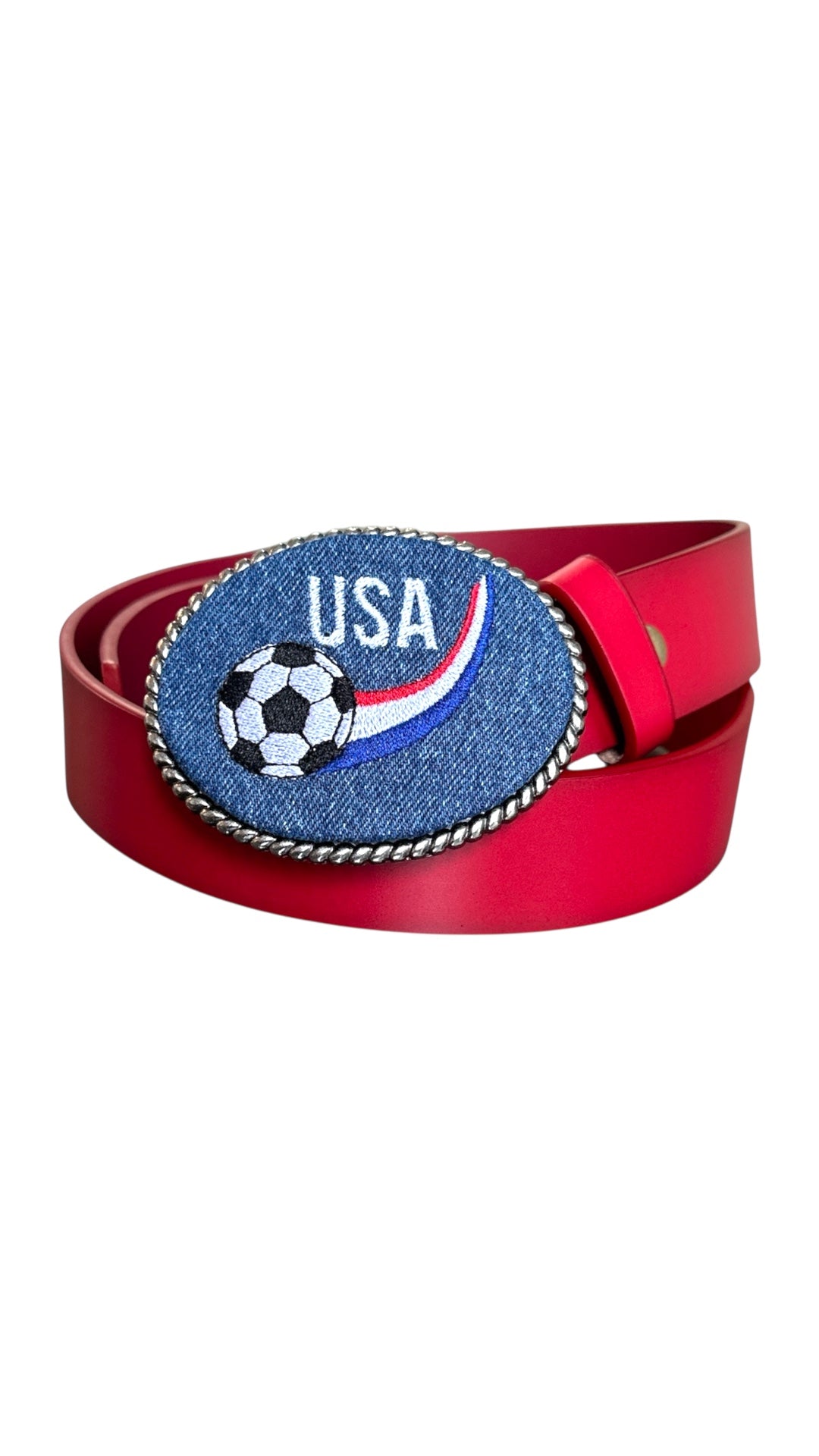 USA Denim Soccer Rainbow Belt Buckle