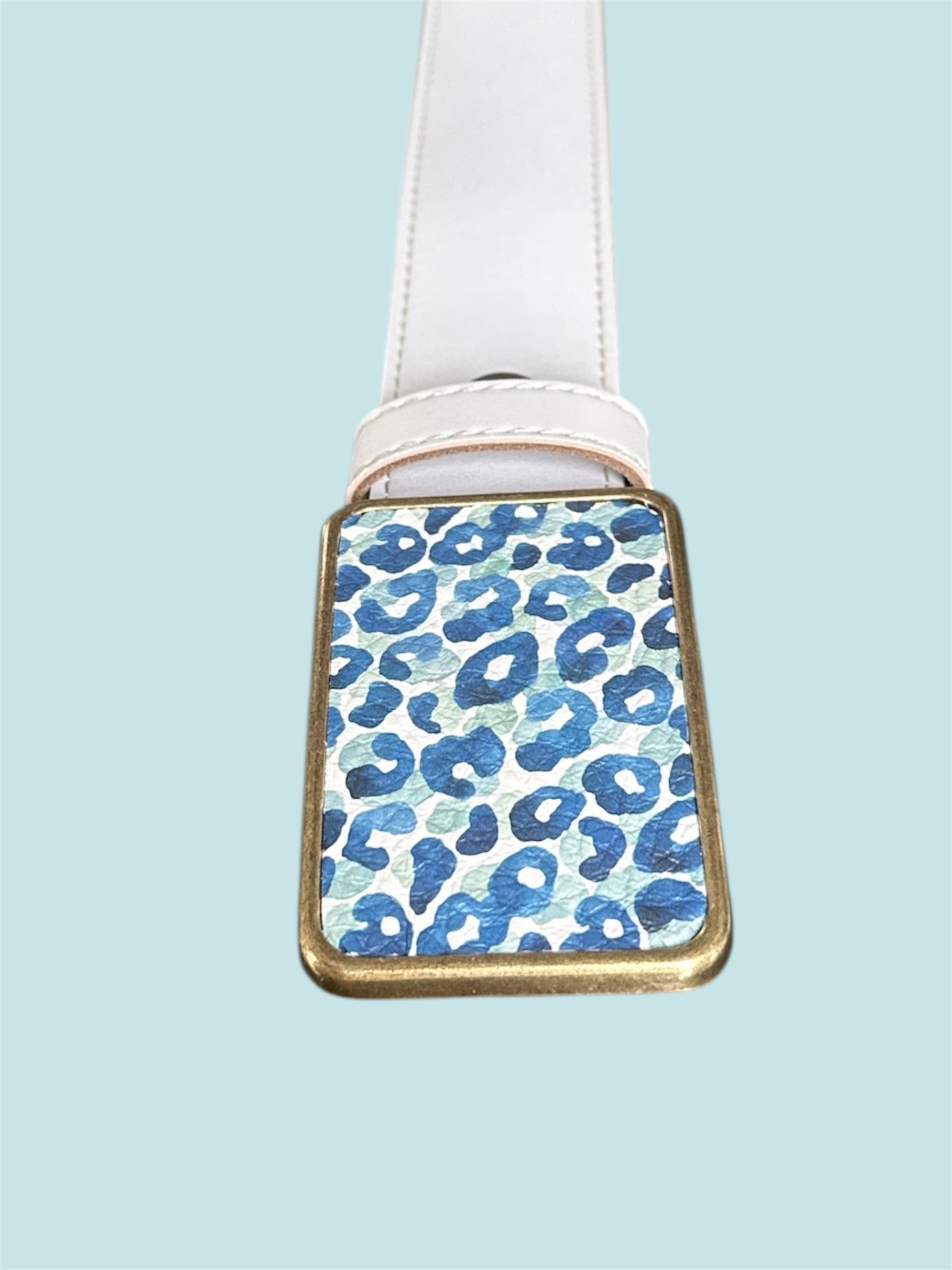 Cheetah Leather Buckle in Blue