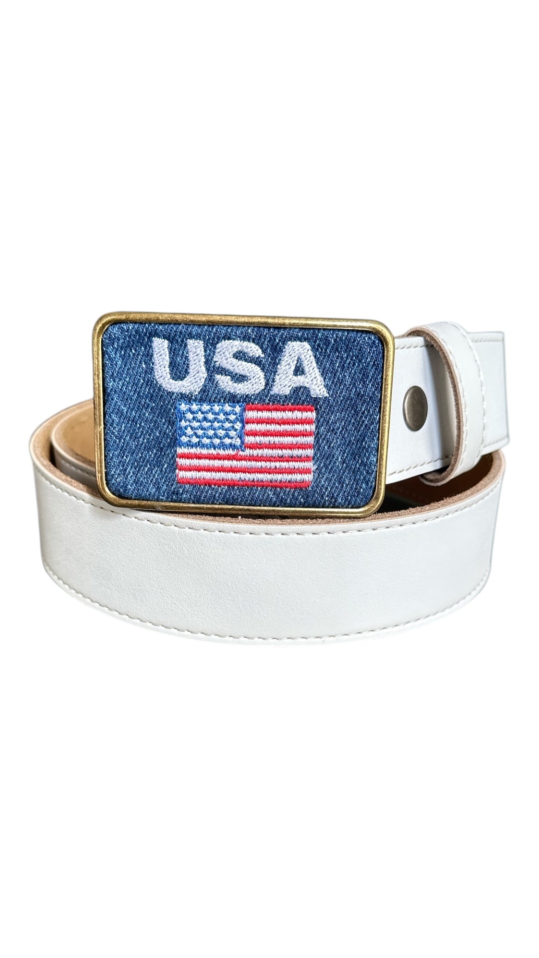 USA Flag Denim Belt Buckle