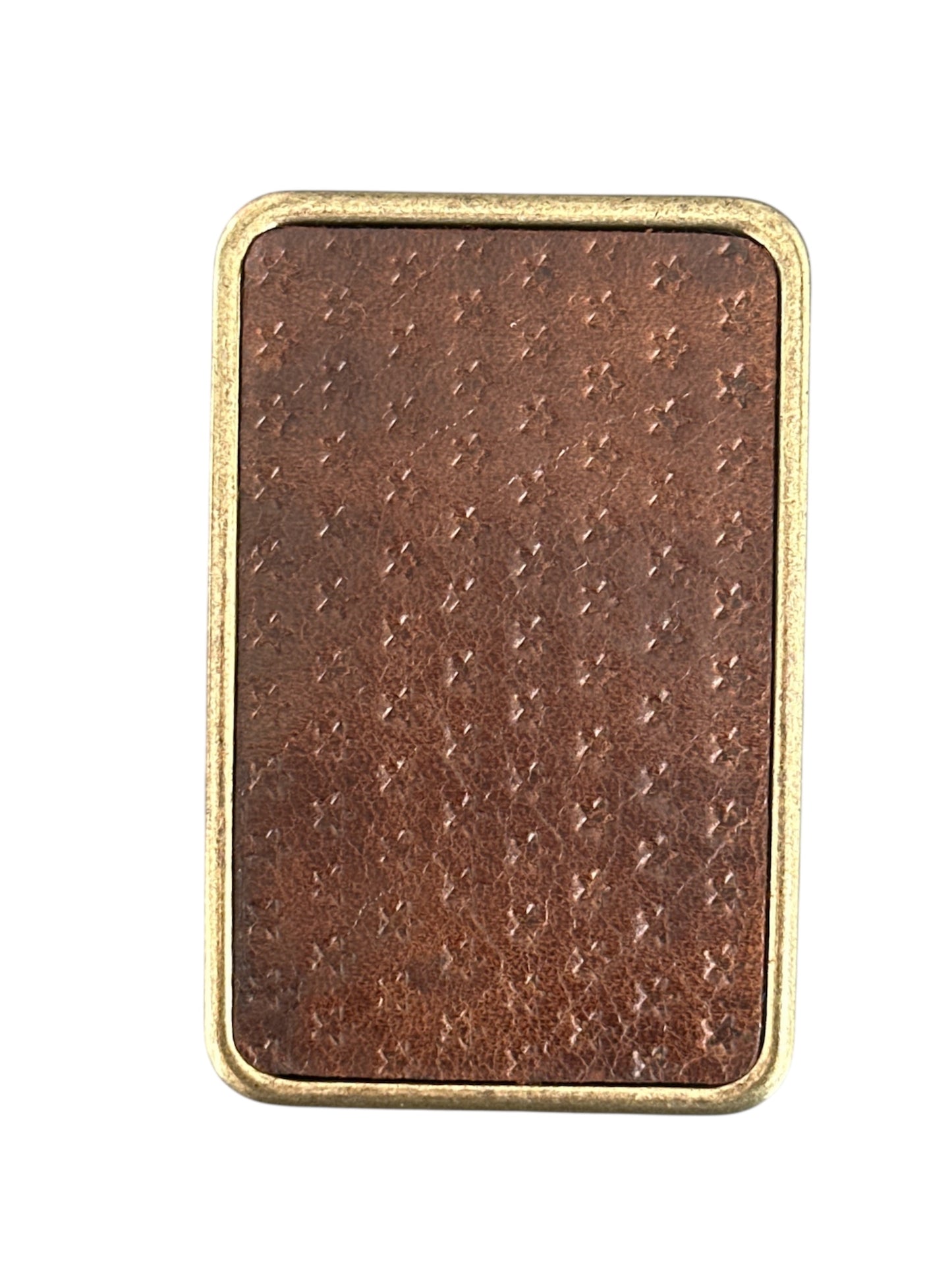 Star Embossed Brown Leather Belt Buckle