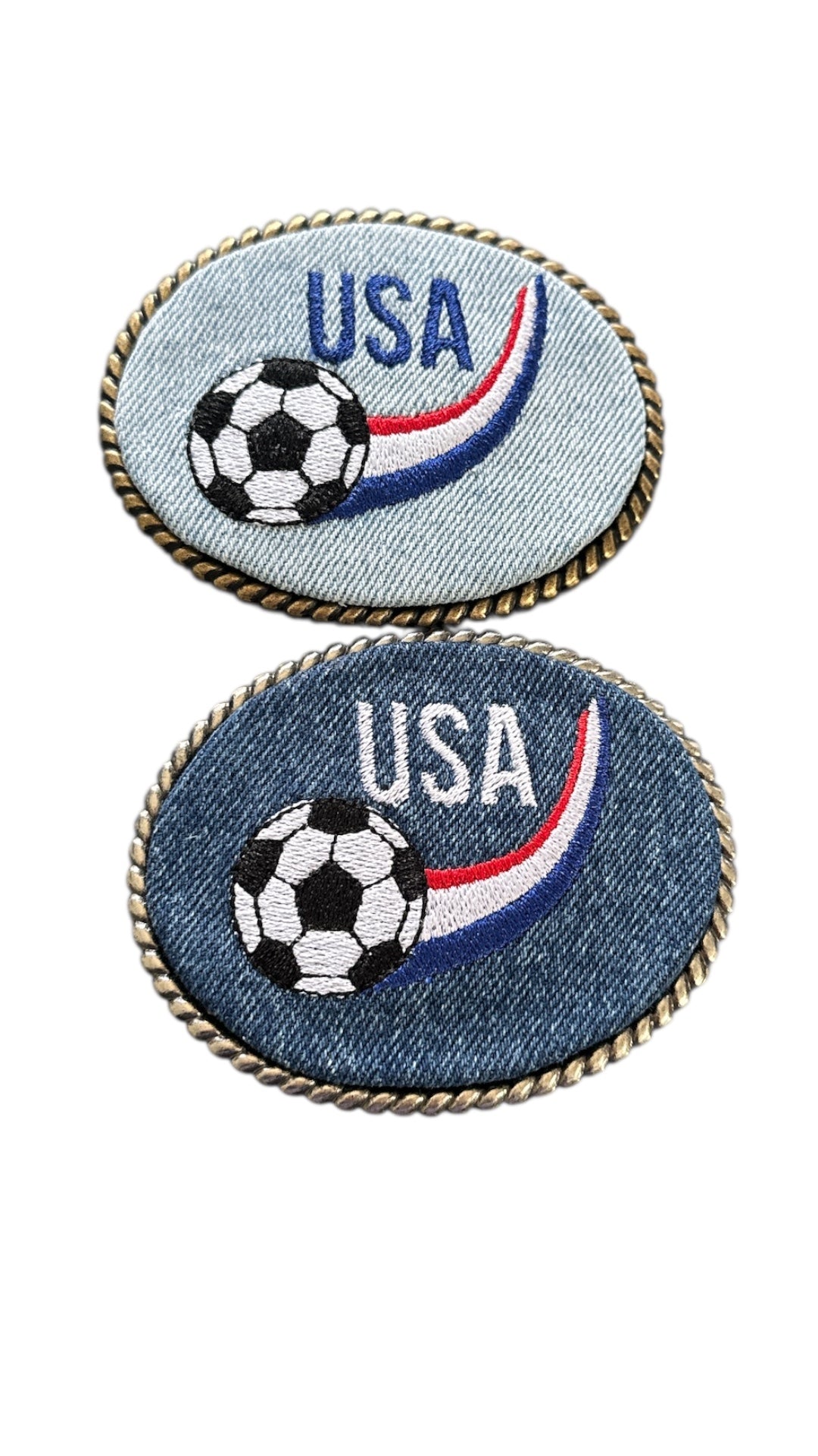 USA Denim Soccer Rainbow Belt Buckle