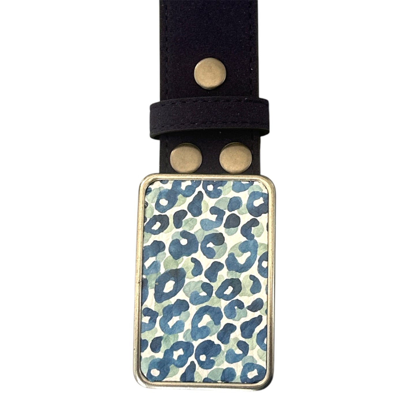 Cheetah Leather Buckle in Blue