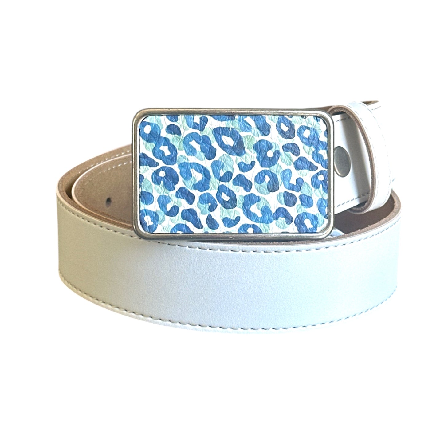 Cheetah Leather Buckle in Blue