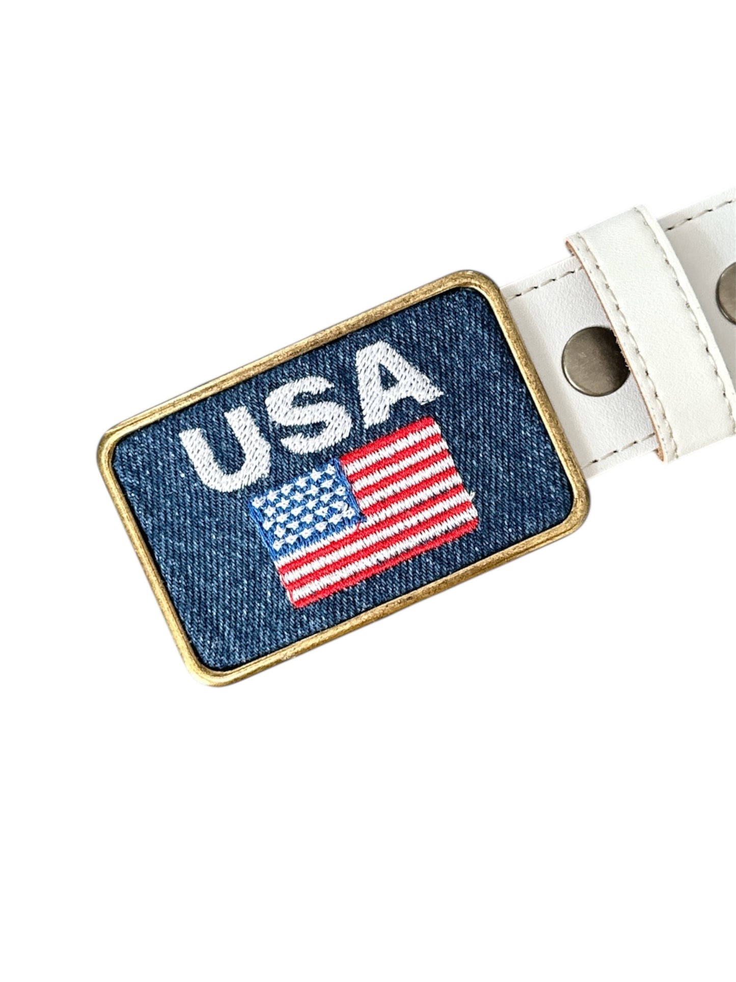 USA Flag Denim Belt Buckle