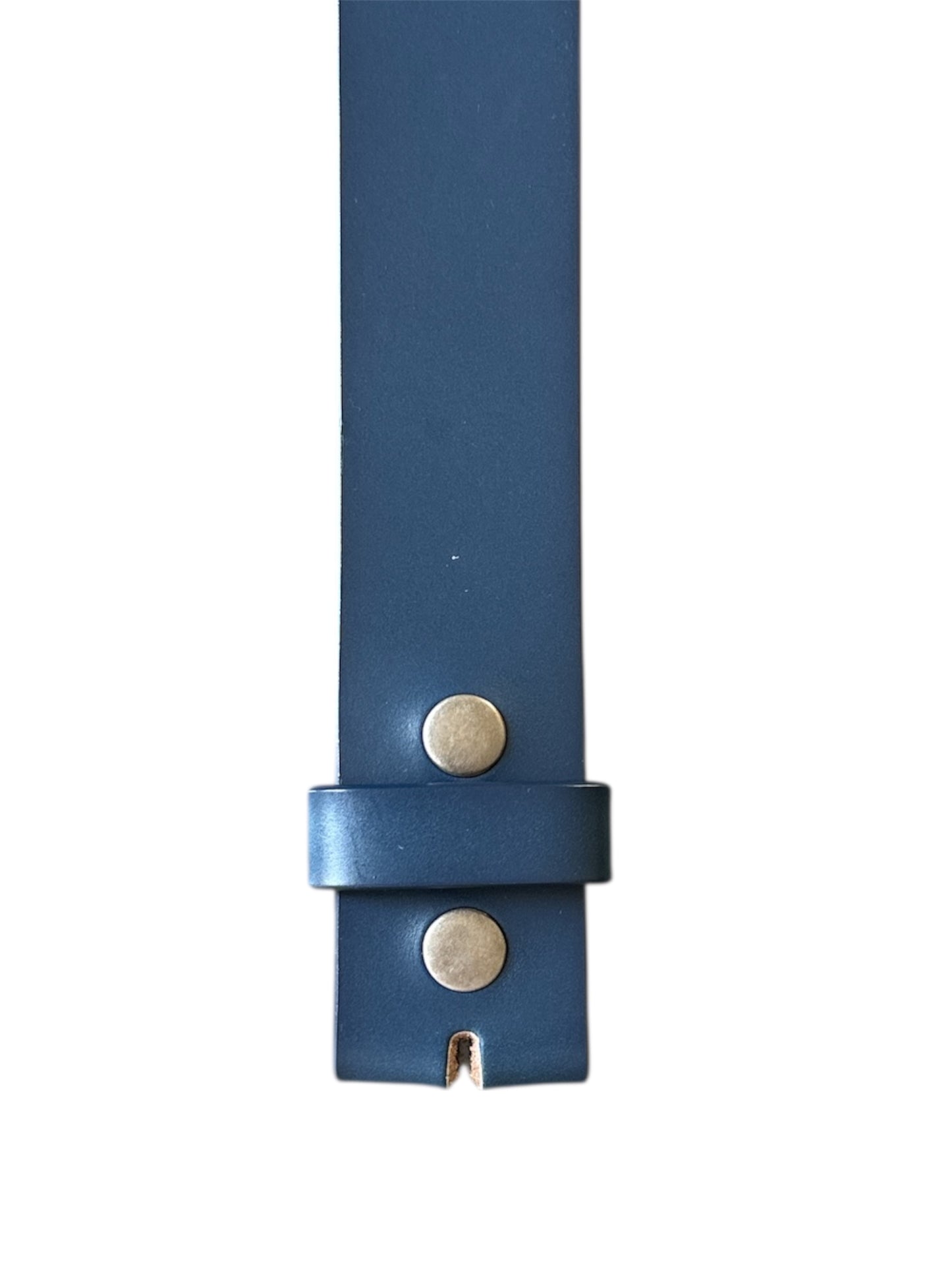 Blue Leather No Buckle Belt Strap