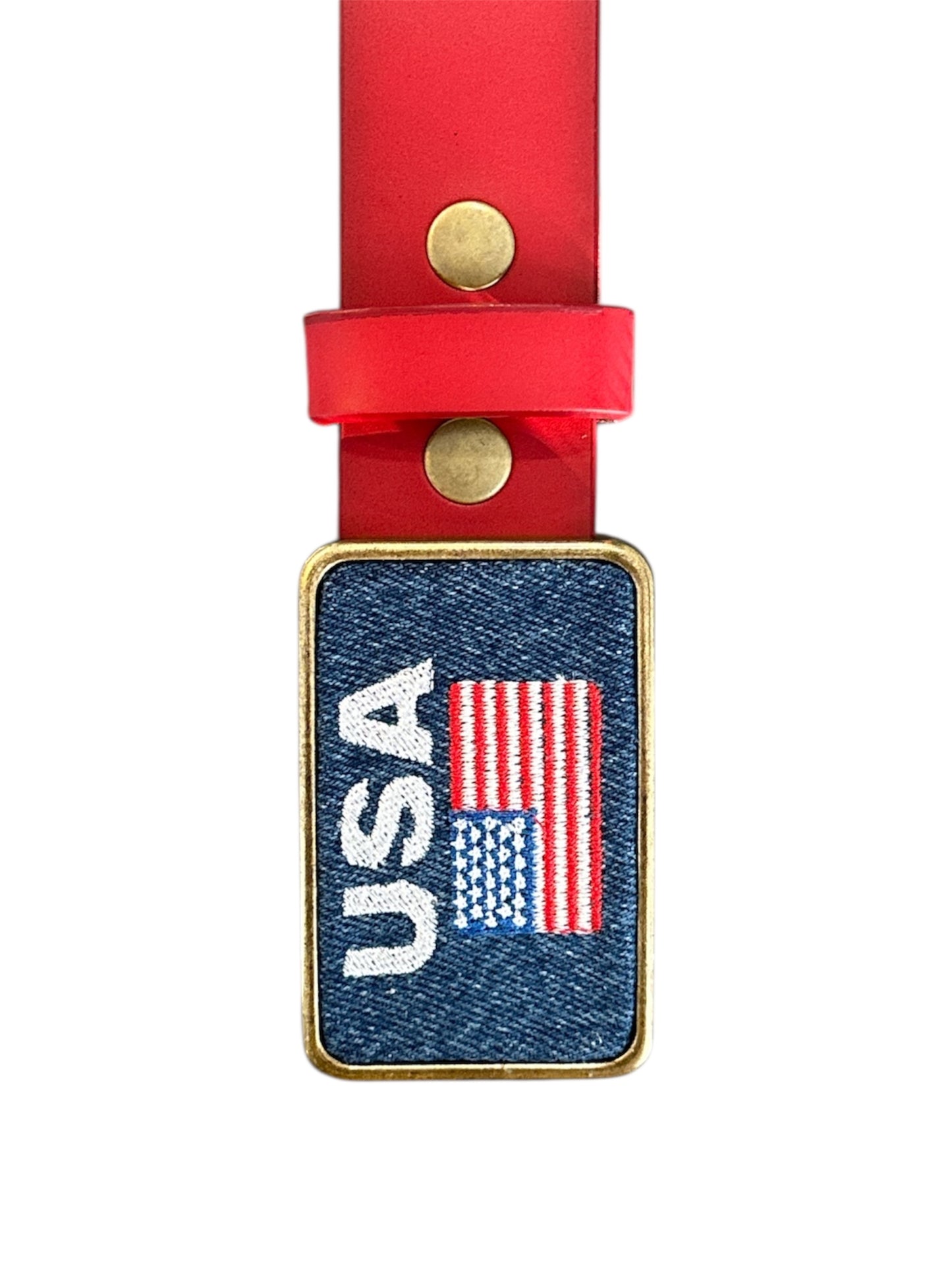USA Flag Denim Belt Buckle
