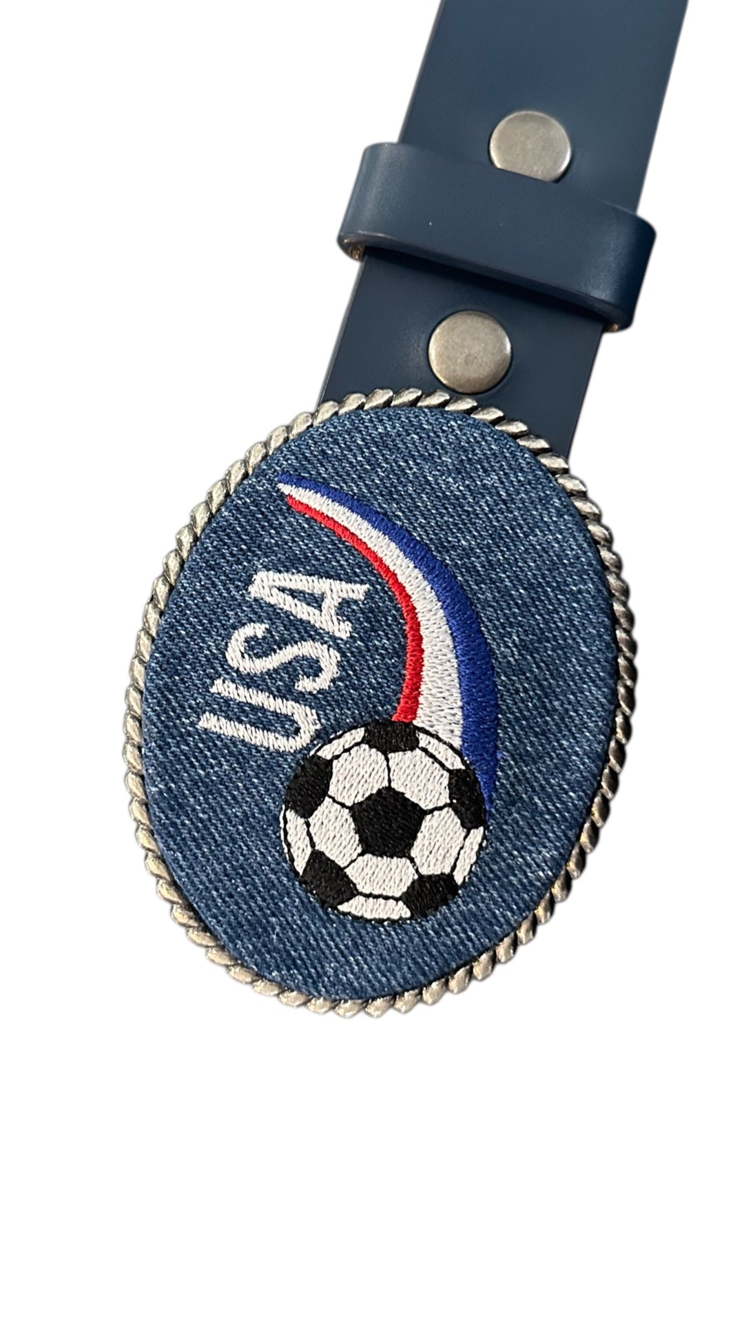 USA Denim Soccer Rainbow Belt Buckle