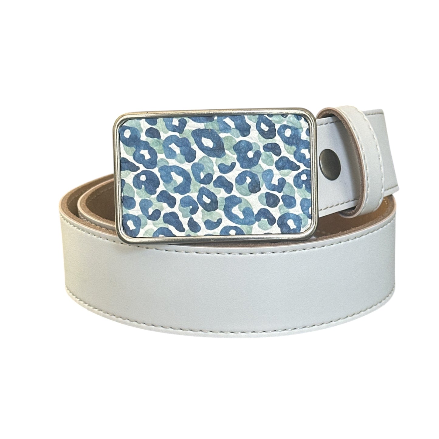 Cheetah Leather Buckle in Blue