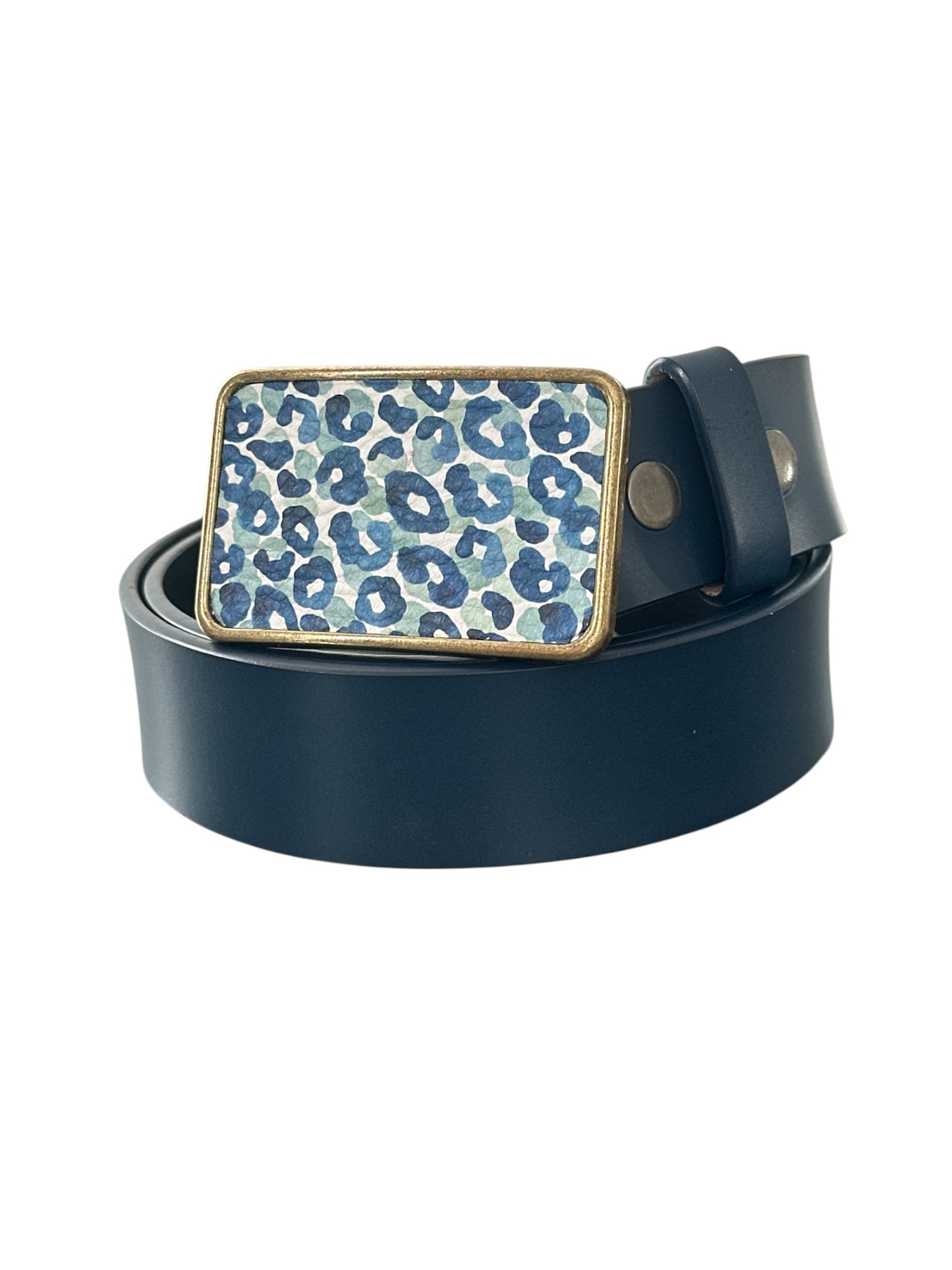 Cheetah Leather Buckle in Blue