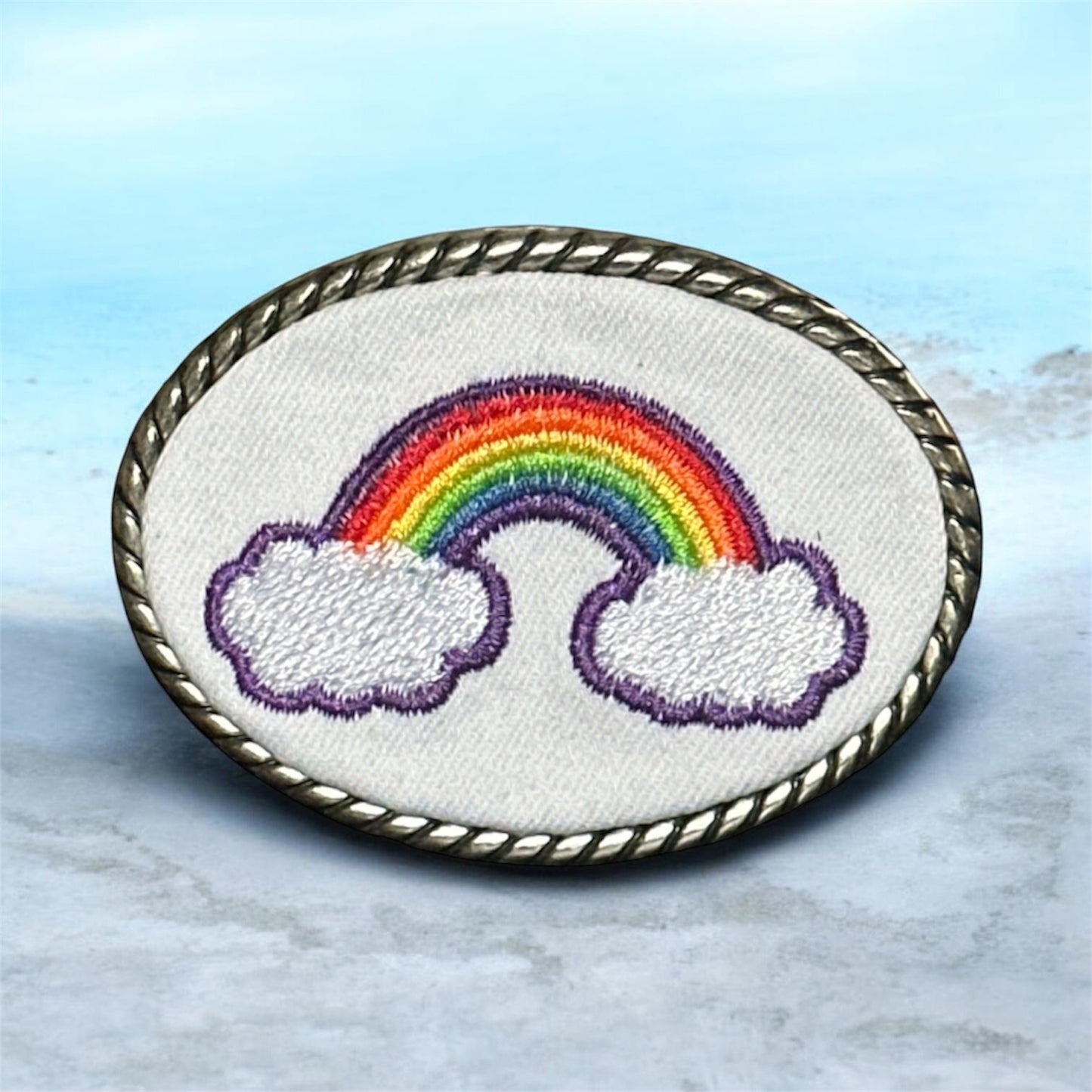Embroidered Rainbow Belt Buckle