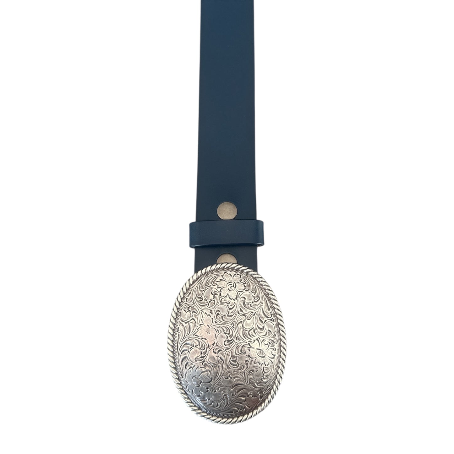 Blue Leather No Buckle Belt Strap